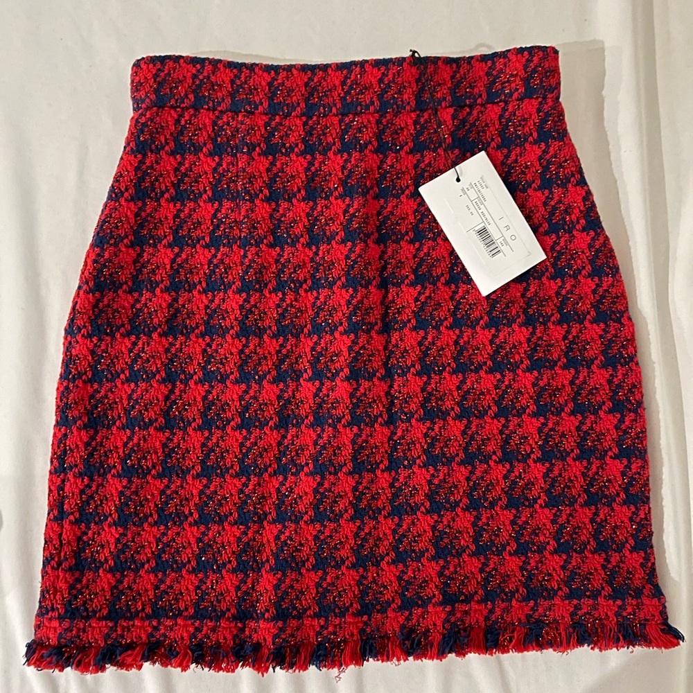 IRO Hunch metallic checked tweed mini skirt size36